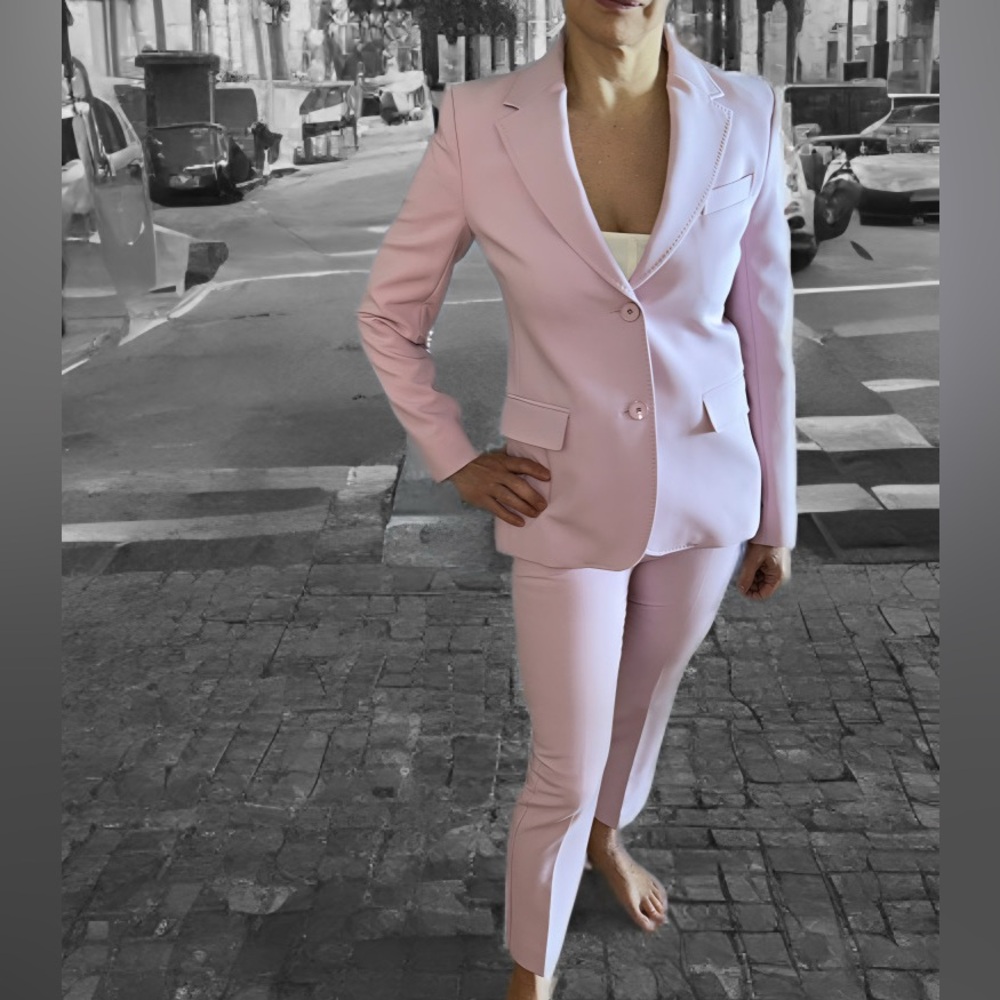MaxMara Weekend Pink High Waisted Cigarette Stretch Suit Set